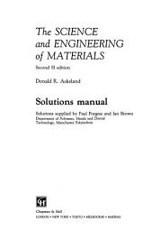 Icon image The Science and Engineering of Materials: Solutions manual