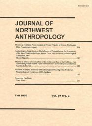 Icon image Journal of Northwest Anthropology: Volume 39 Number 2