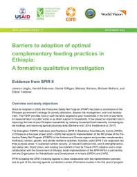 Icon image Barriers to adoption of optimal complementary feeding practices in Ethiopia: A formative qualitative investigation: Evidence from SPIR II