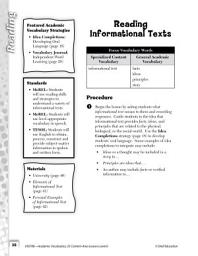 Icon image Academic Vocabulary Level 6--Reading Informational Texts