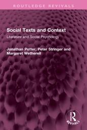 Icon image Social Texts and Context: Literature and Social Psychology