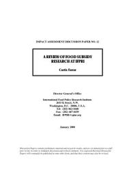Icon image A review of food subsidy research at IFPRI