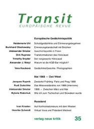 Icon image Transit 35. Europäische Revue: Europäische Gedächtnispolitik