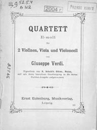 Icon image Quartett fur 2 Violinen, Viola und Violoncell v. G. Verdi. E-moll