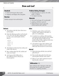 Icon image Statistics and Probability Leveled Problems: Stem-and-Leaf: Stem-and-Leaf
