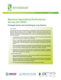 Icon image Myanmar agricultural performance survey (Q1 2022): Farmgate prices and marketing by crop farmers