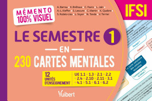 Icon image Mémento 100% visuel Le semestre 1 en 230 cartes mentales IFSI: 12 unités d'enseignement : UE 1.1, 1.3, 2.1, 2.2, 2.4, 2.10, 2.11, 3.1, 4.1, 5.1, 6.1, 6.2