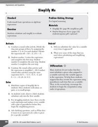 Icon image Expressions and Equations Leveled Problems: Simplify Expressions: Simplify Expressions