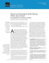 Icon image Physical and Psychological Health Following Military Sexual Assault: Recommendations for Care, Research, and Policy