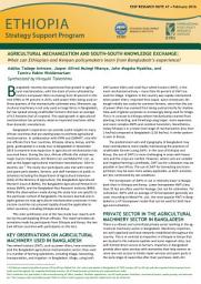 Icon image Agricultural mechanization and south-south knowledge exchange: What can Ethiopian and Kenyan policymakers learn from Bangladesh’s experience?
