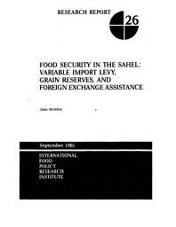 Icon image Food Security in the Sahel: Variable Import Levy, Grain Reserves, and Foreign Exchange Assistance