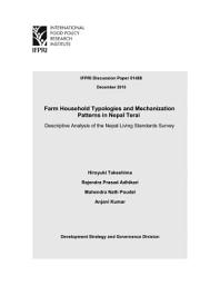 Icon image Farm household typologies and mechanization patterns in Nepal Terai: Descriptive analysis of the Nepal living standards survey