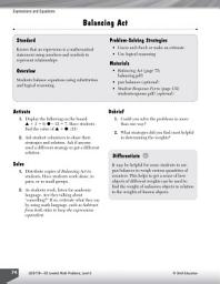 Icon image Expressions and Equations Leveled Problems: Balancing Equations: Balancing Equations