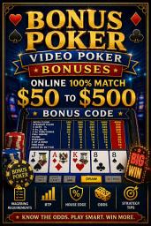 Icon image Bonus Poker Video Poker Bonuses: Online 100% match $50 to $500 Bonus Code: Wagering Requirements, RTP, House Edge, Odds, and Strategy Tips