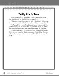 Icon image Test Prep Level 2: The Big Prize for Peace Comprehension and Critical Thinking