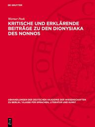 Icon image Kritische und erklärende Beiträge zu den Dionysiaka des Nonnos