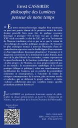 Icon image Ernst CASSIRER, philosophe des Lumières, penseur de notre temps