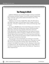 Icon image Test Prep Level 3: Too Young to Work Comprehension and Critical Thinking