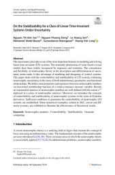 Icon image On the Stabilizability for a Class of Linear Time-Invariant Systems Under Uncertainty