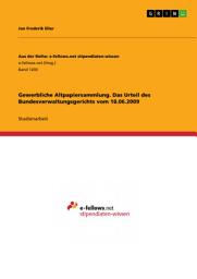 Icon image Gewerbliche Altpapiersammlung. Das Urteil des Bundesverwaltungsgerichts vom 18.06.2009