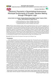 Icon image Electronic Payments in Decentralized Autonomous Municipal Governments of Ecuador. Decision Making through Plithogenic Logic