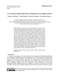 Icon image A New Decision-Making Model Based on Plithogenic Set for Supplier Selection