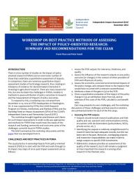 Icon image Workshop on best practice methods for assessing the impact of policy-oriented research: Summary and recommendations for the CGIAR