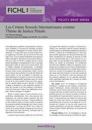 Icon image Les Crimes Sexuels Internationaux comme Thème de Justice Pénale