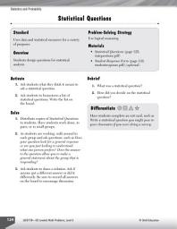 Icon image Statistics and Probability Leveled Problems: Statistical Questions: Statistical Questions