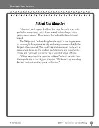 Icon image Test Prep Level 1: A Real Sea Monster Comprehension and Critical Thinking