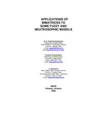 Icon image Applications of Bimatrices to some Fuzzy and Neutrosophic Models