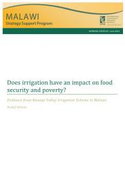 Icon image Does irrigation have an impact on food security and poverty: Evidence from Bwanje Valley Irrigation Scheme in Malawi