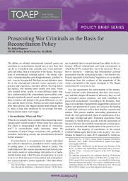Icon image Prosecuting War Criminals as the Basis for Reconciliation Policy