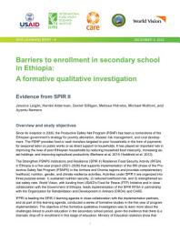 Icon image Barriers to enrollment in secondary school in Ethiopia: A formative qualitative investigation: Evidence from SPIR II
