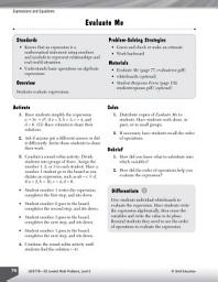Icon image Expressions and Equations Leveled Problems: Evaluating Expressions: Evaluating Expressions