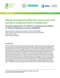 Icon image Needs and opportunities for measuring rural women’s empowerment in Guatemala: Possible applications of a Women’s Empowerment Metric for National Statistical Systems (WEMNS)