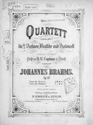 Icon image Quartett fur 2 Violinen, Bratsche und Violoncell, Op. 67, No 3, in B-dur v. Johannes Brahms