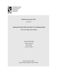 Icon image National extension policy and state level implementation: The case of Niger State in Nigeria